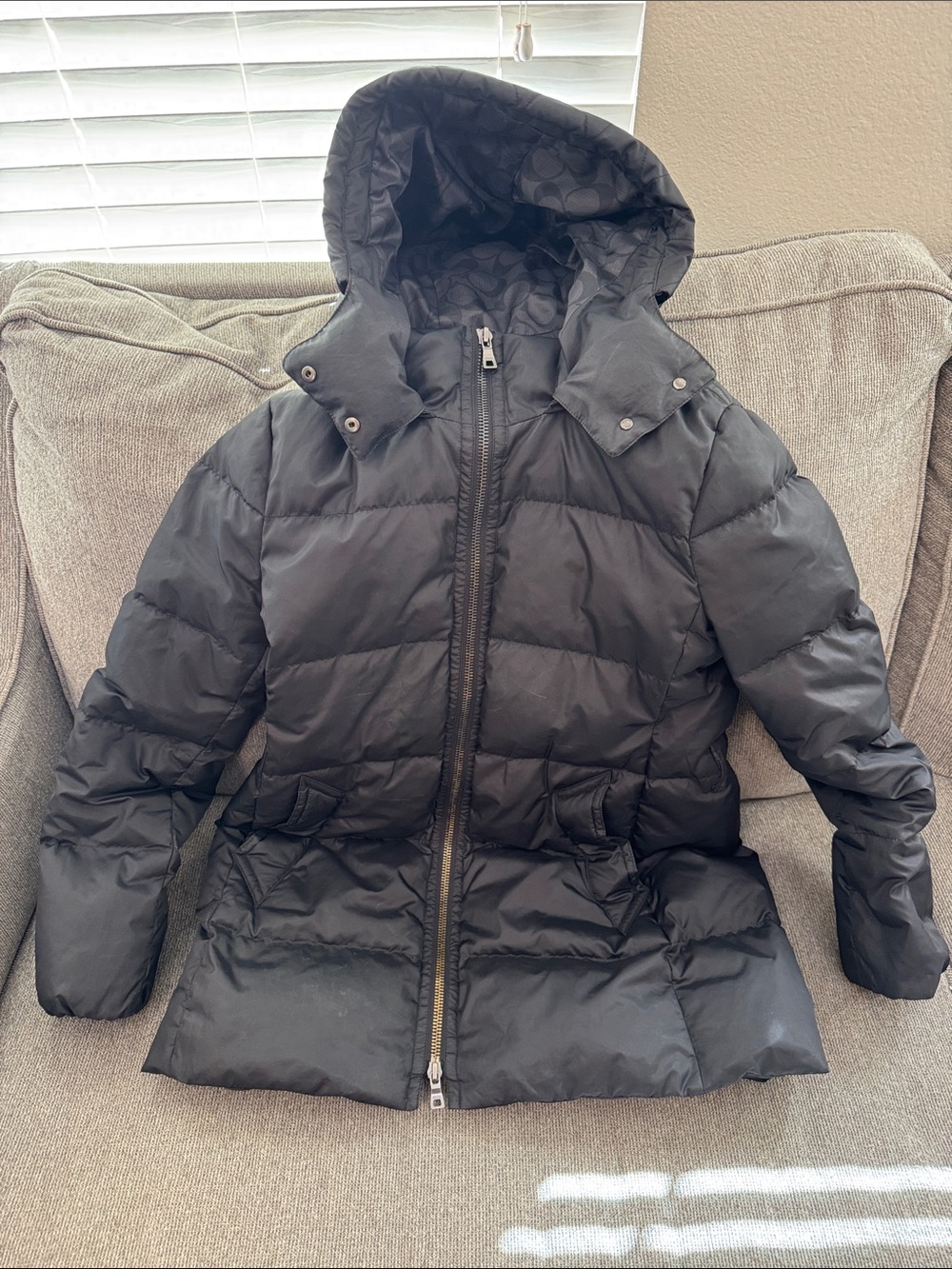 Coach Black Hooded Puffer Jacket